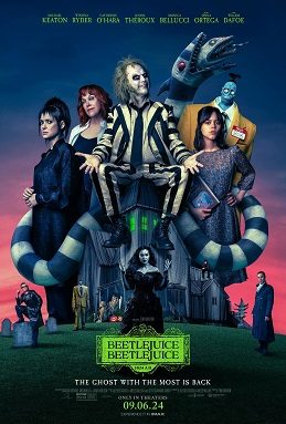 Beetlejuice Beetlejuice 2024 Movie Poster starring Jenna Ortega, Winona Ryder and Michael Keaton