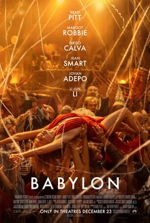 Babylon 2022 Film Poster starring Margot Robbie and Brad Pitt