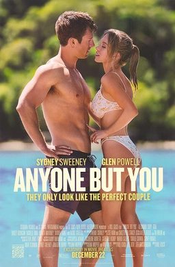 Anyone But You Official Movie Poster featuring Sydney Sweeney and Glen Powell